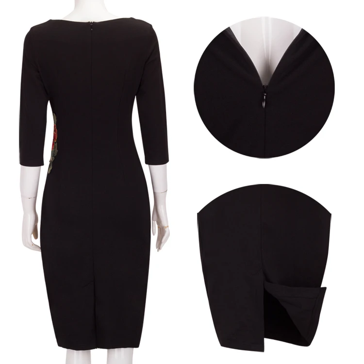 Весна Осень Элегантный Современный Вышивка Повседневная Дизайн Three Четверти