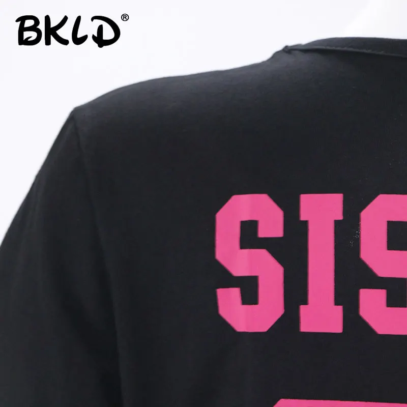 Женская футболка с короткими рукавами BKLD летняя принтом букв SISTER 01 коротким
