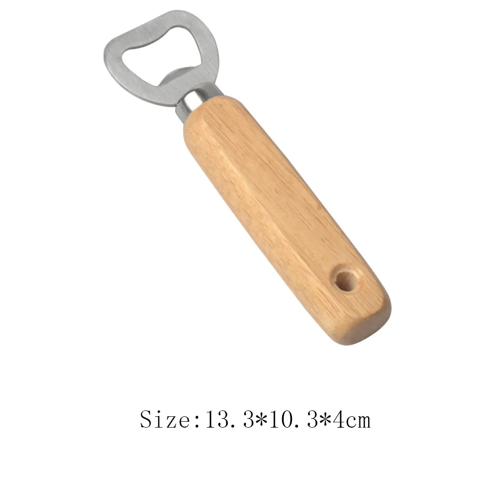 Portable Bottle Opener Rubber Wood Handel Stainless Steel Can Jar Multifunction With Hook Kitchen Ga | Дом и сад