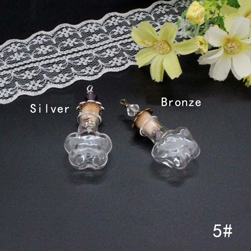 5-Silver 2 шт Бутылка желаний с винтажными пробками DIY бутылка желаний Diy ювелирные изделия ручной работы - Окраска металла: 5-Silver