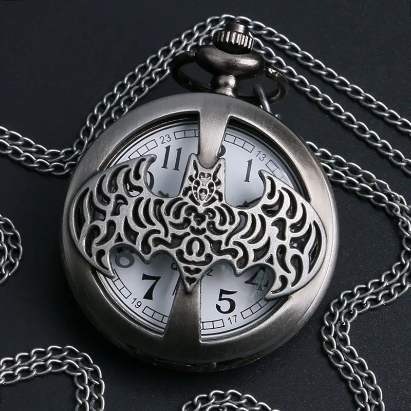 

Bronze Hollow Pocket Watch Necklace Vintage Quartz Watch Gift for Boys Girls