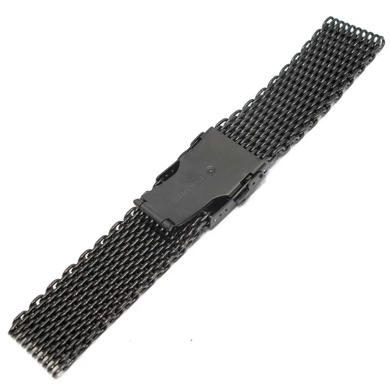 18mm Golden Black Mesh Stainless Steel Bracelet Wrist Watch Band Clasp For Men Women Hot Sale Watch Strap Replacement Watchband