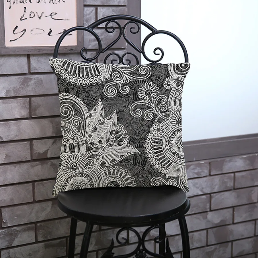 Винтажные декоративные подушки декоративное украшение из хлопка и льна в черно