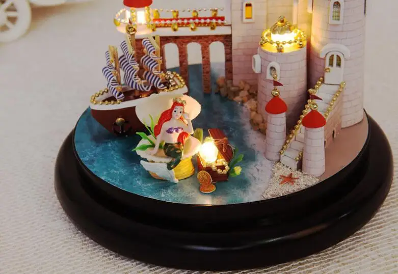 Миниатюрный DIY кукольный домик русалки с 3D мебели деревянный кукольный дом игрушки ручной работы подарок на день рождения