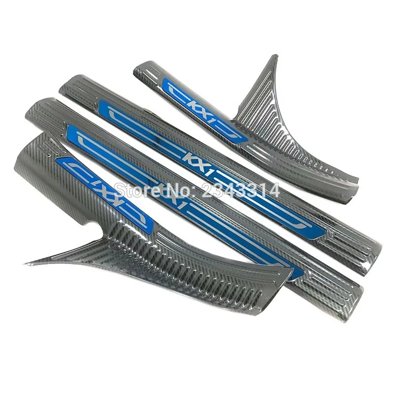 Blue With Black Для Kia Stonic KX1 нержавеющая сталь межкомнатный порог Накладка протектор Накладка на педаль аксессуары для автомобиля - Цвет: Blue With Black