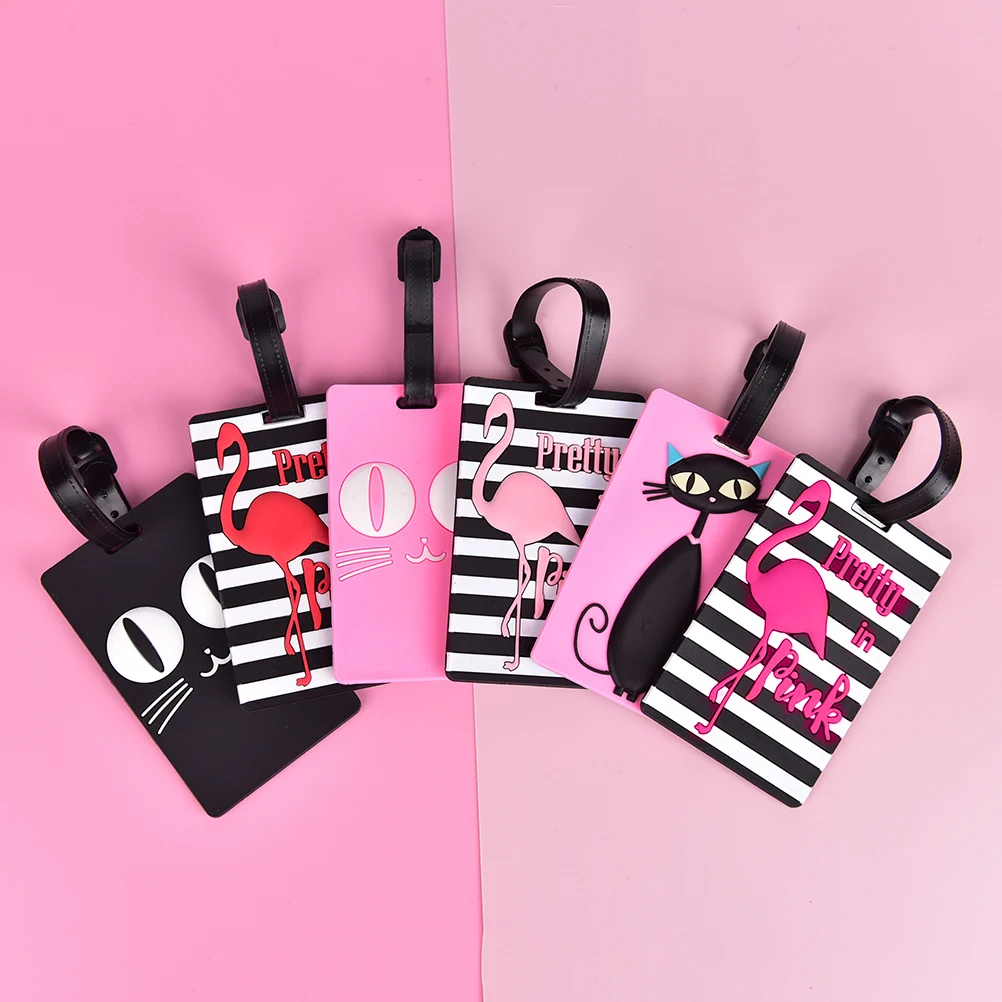 Мультфильм животное Фламинго багажная бирка ID адрес держатель багаж посадочная