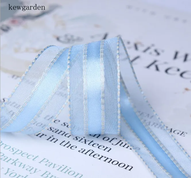 Kewgarden оптовая продажа 10 мм 16 25 40 полосатые ленты из пряжи атласные Аксессуары