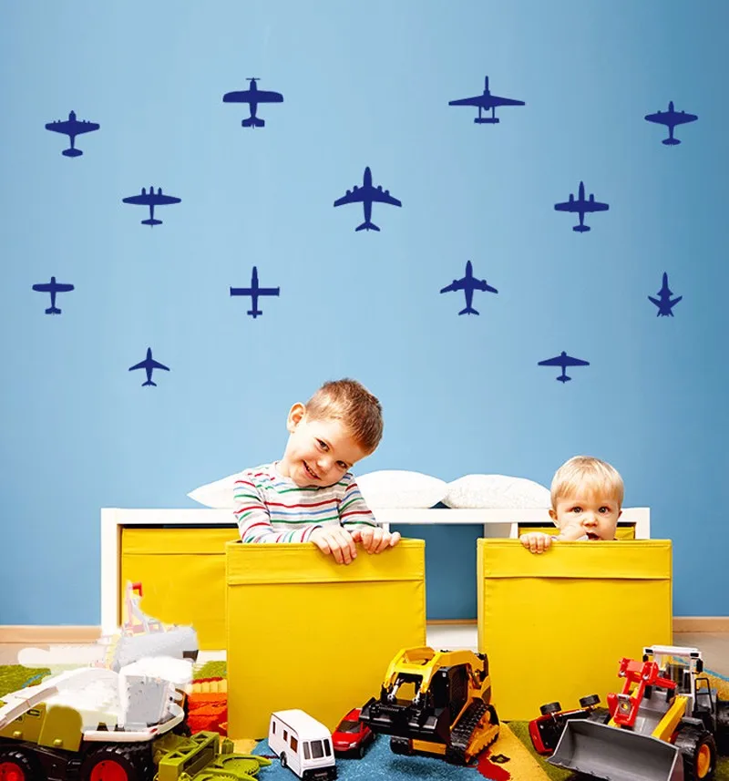 13pcs/set Airplane Wall Decal Sticker Boys Room Decor Kids Decals Nursery Art Home Free Shipping | Дом и сад