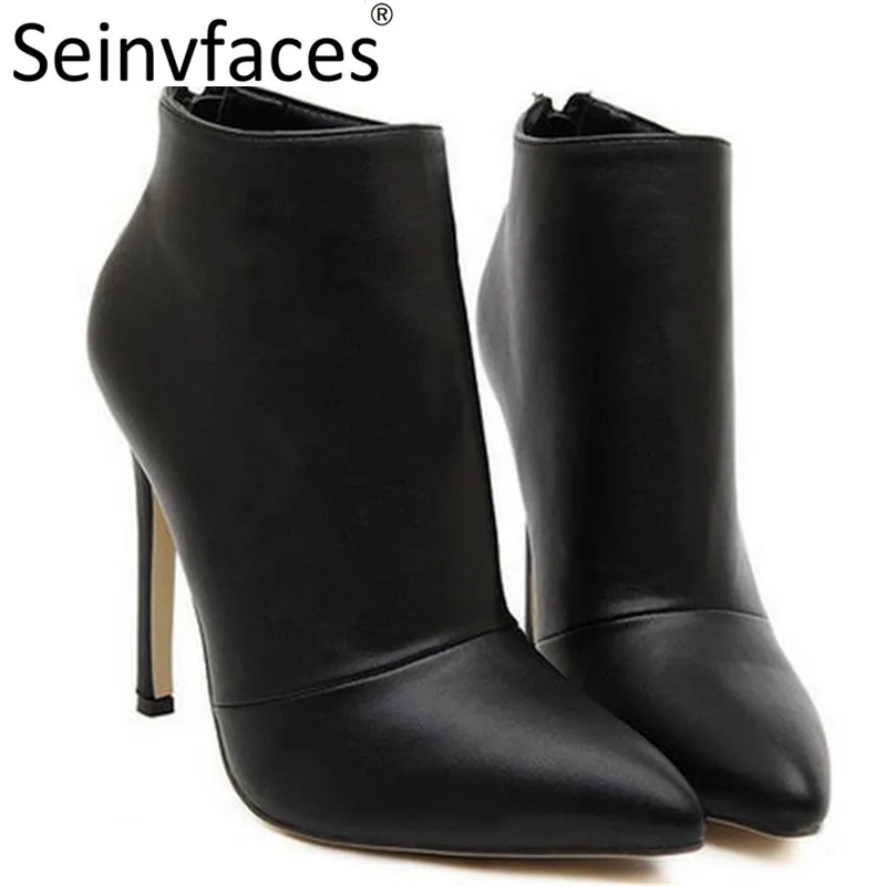 Women Spring Autumn Suede Leather Black Red Pointed Toe Zipper Ankle Short Thin High Heels Boots Female Booties China Shoes F38 | Обувь