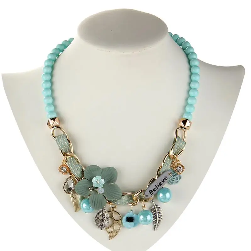XL1162 blue MINHIN Массивное колье-чокер с цветами и кулонами, женское богемное Макси ювелирное изделие, имитация жемчужного бисера, Африканское ожерелье, воротник - Окраска металла: XL1162 blue