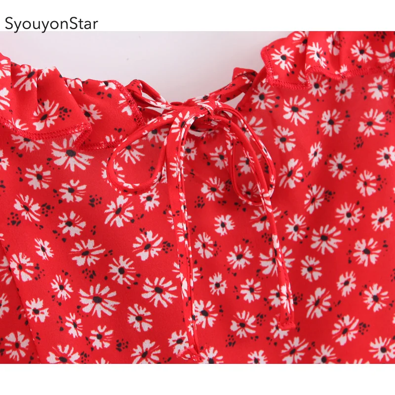 Женское мини платье с оборками youyonstar красный клубный пляжный сарафан цветочным