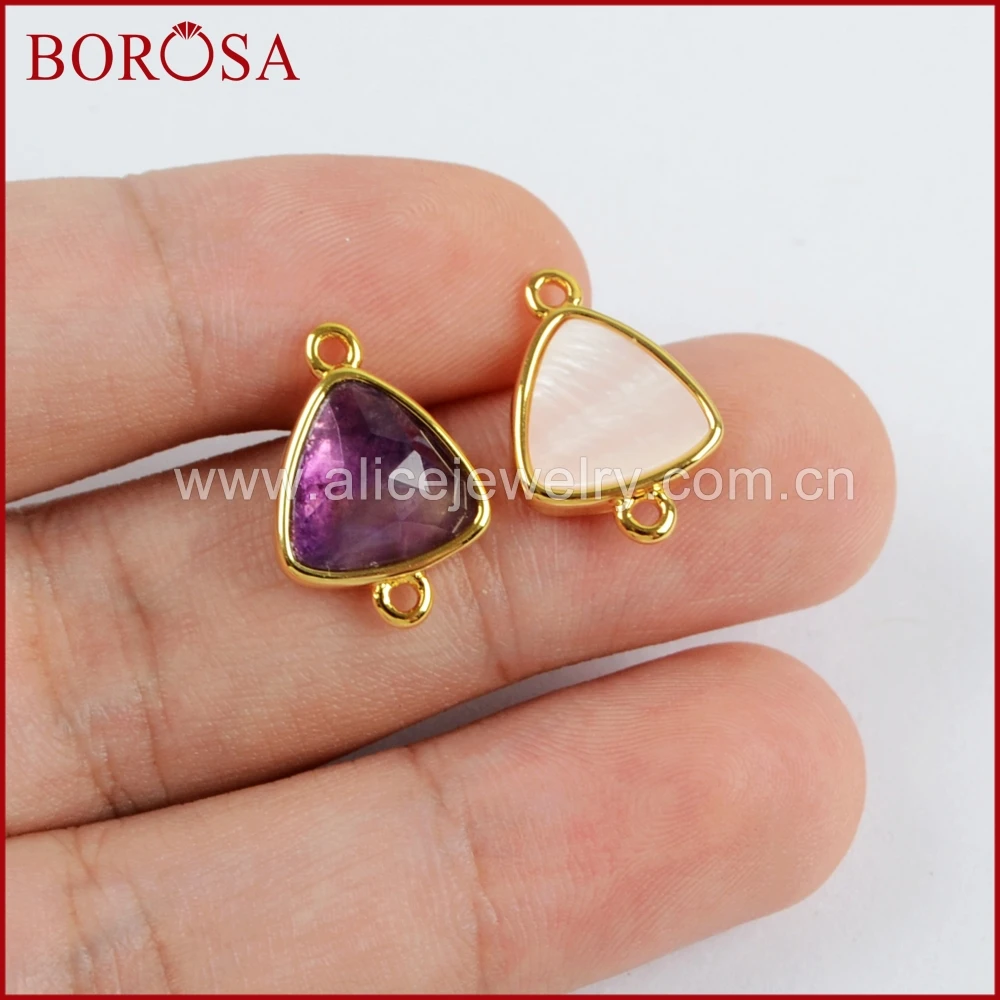 BOROSA 10 шт. 12x12 мм треугольные многоцветные граненые камни позолоченные