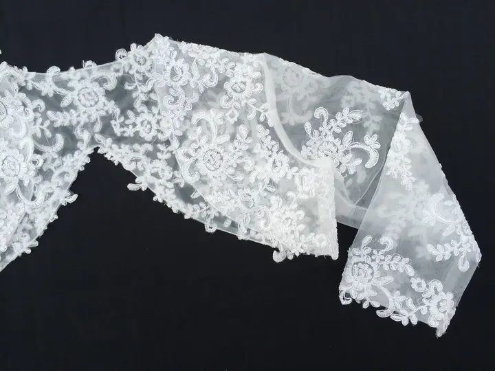 Белое кружевное болеро свадебные накидки и плащи с длинным рукавом аппликацией