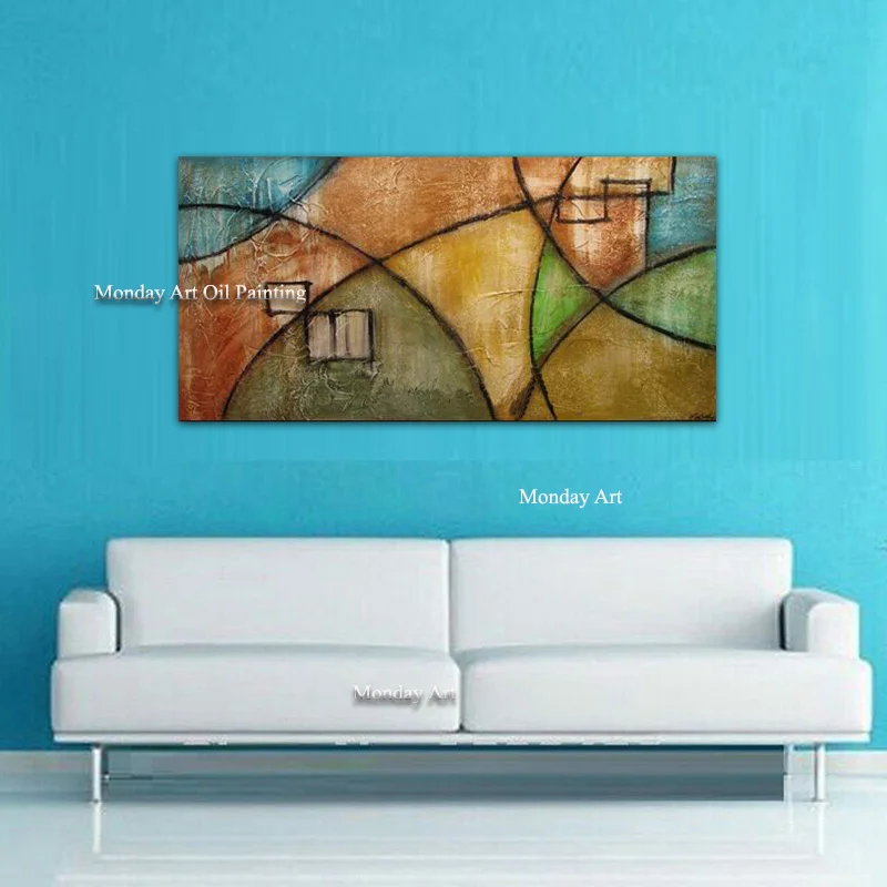 100% Handpainted Modern Abstract Colourful Canvas Painting Wall Quardro Home Decoration for Living Room Children Gift | Дом и сад