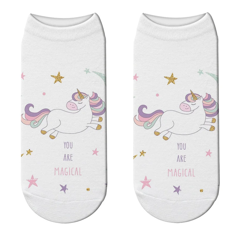 Style12 Новинка; модные носки с единорогом Tianma; милые носки с мультяшным принтом; забавные носки с 3D принтом в стиле Харадзюку; короткие носки с неровным принтом; ZWS09 - Цвет: Style12