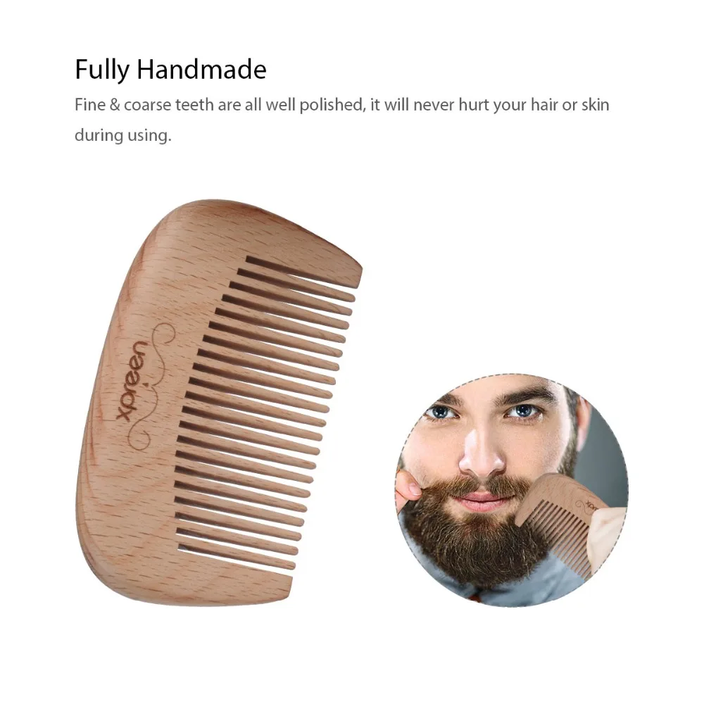 XPREEN Hair Combs 100% Pure Handmade Bristle Brush Professional Wood Comb Hairbrush Set for Beard &amp Mustache Styling | Красота и