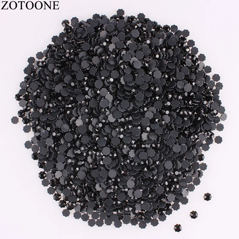 ZOTOONE, 50 шт., DIY, черные, 5 мм, плоские с оборота Стразы для рукоделия, для дизайна ногтей, горячая фиксация, стразы, аппликация, акриловые стразы, отделка C