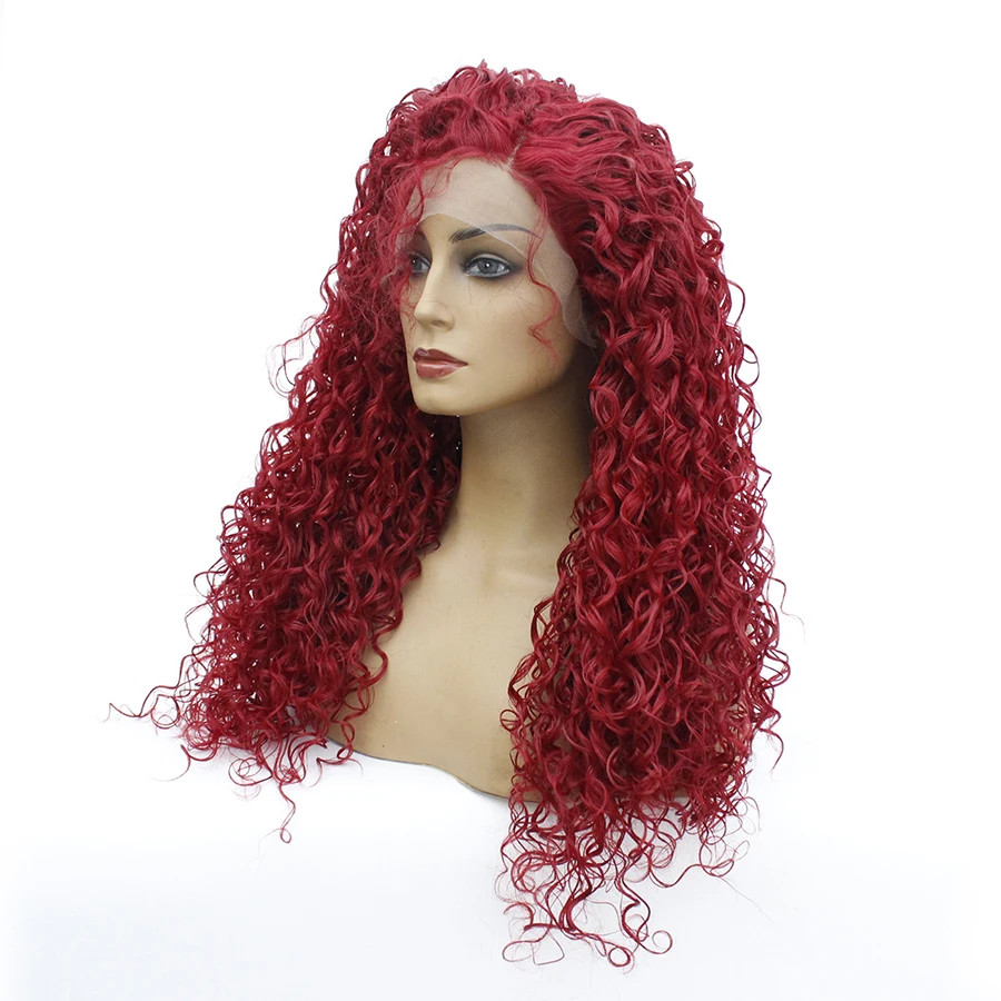 Омбре синтетические вьющиеся парик с челкой кружевом спереди для черных женщин