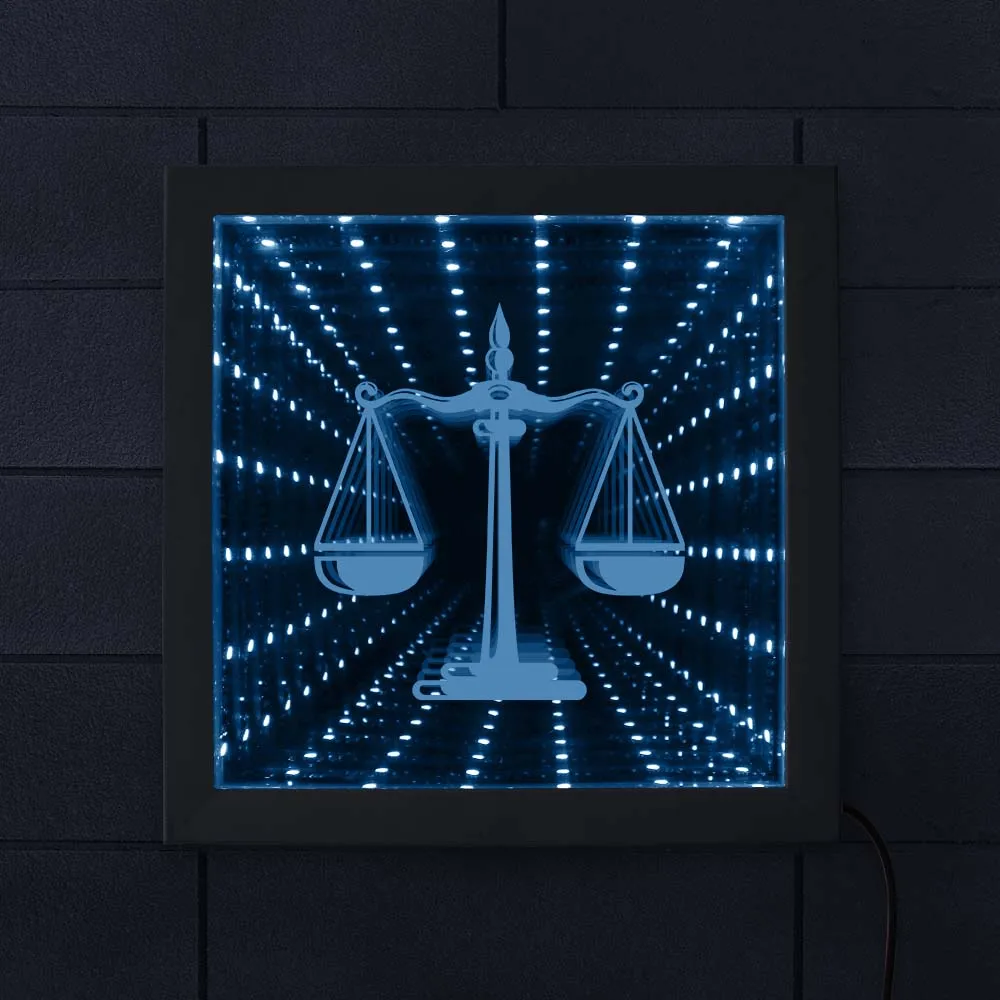 Весы с надписью Justice Law Authority, светодиодный зеркальный светильник, элегантный, фирменный, для офиса, для дома, освещение, Настенный декор, светодиодный, зеркало