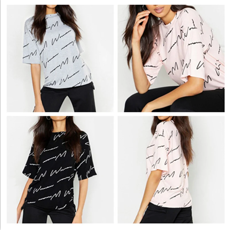 Новинка 2019 женская футболка из хлопка с принтом летние повседневные однотонные