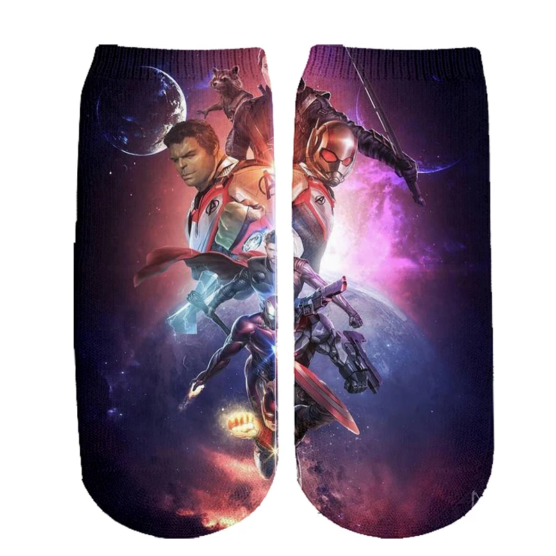 Носки с героями комиксов Marvel, Мстителей, комиксов, героев из мультфильма «Железный Капитан Америка», Теплые повседневные носки до колена с противоскользящей прострочкой