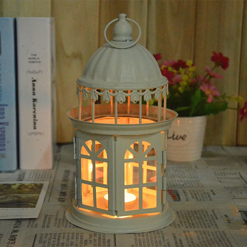 INS Ретро кованого железа ветрозащитный металлический подсвечник Свадебная