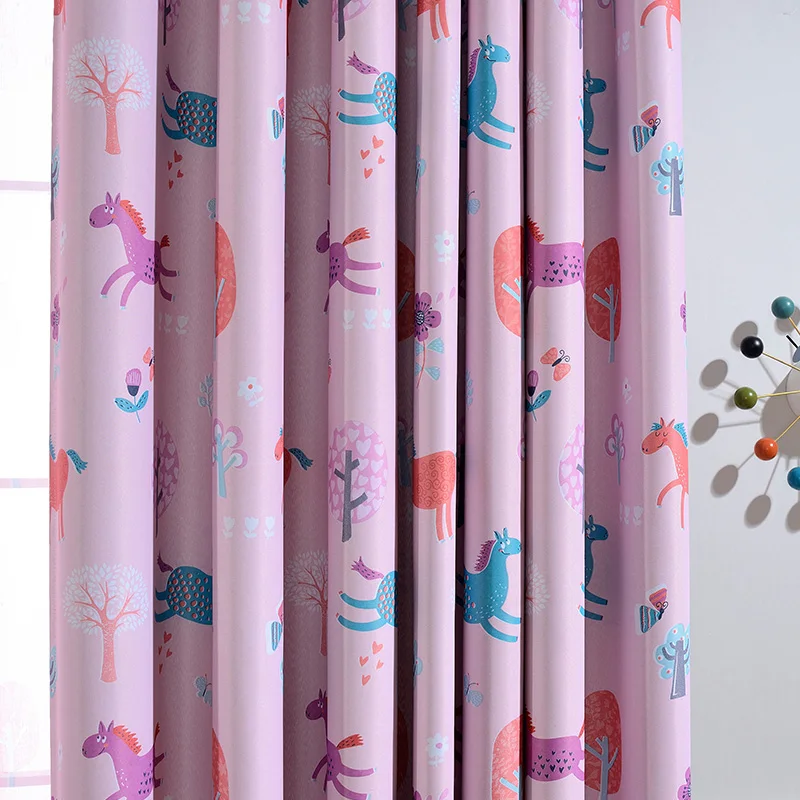 Pink Curtain Новинки Topfinel шторы в детекую шторы для гостиной спальни дерево узор дизайн окна занавески в детскую прекрасные дети шторы - Цвет: Pink Curtain
