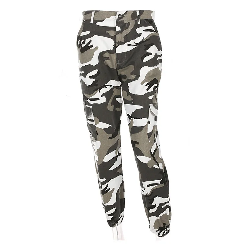 Летние Для женщин Дамы Camo брюки карго Брюки Повседневное брюки в стиле милитари армейские камуфляжные джинсы карандаш брюки Розовый и красный цвет серый