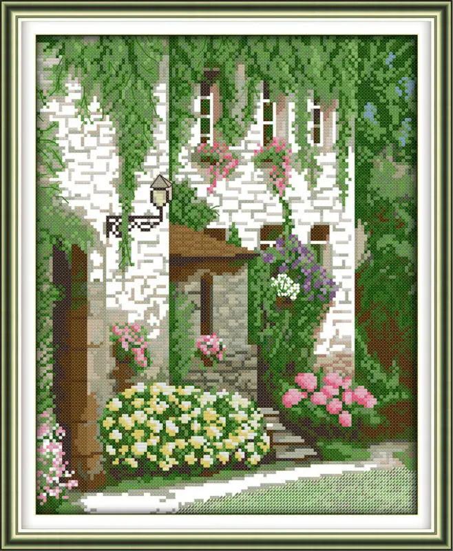 Напечатанный на холсте Пейзаж входной двери DMC китайские наборы для вышивки