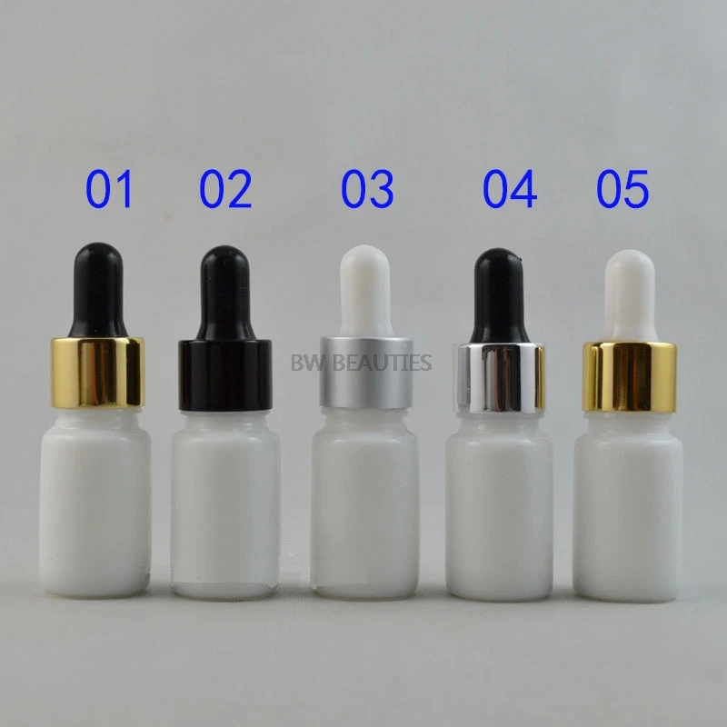 

100pcs/lot 5ml 10ml Glass Empty Cosmetic Liquid Dropper Bottle, DIY White Porcelain Bottle Superior Quality Essential Oil Bottle
