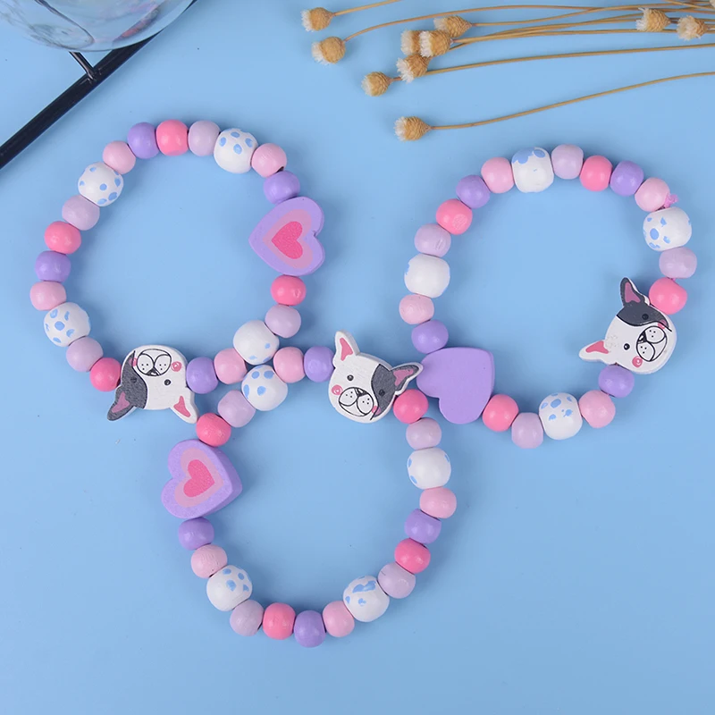 Браслет с деревянными бусинами 3 шт./лот Мультяшные собаки животные ювелирные