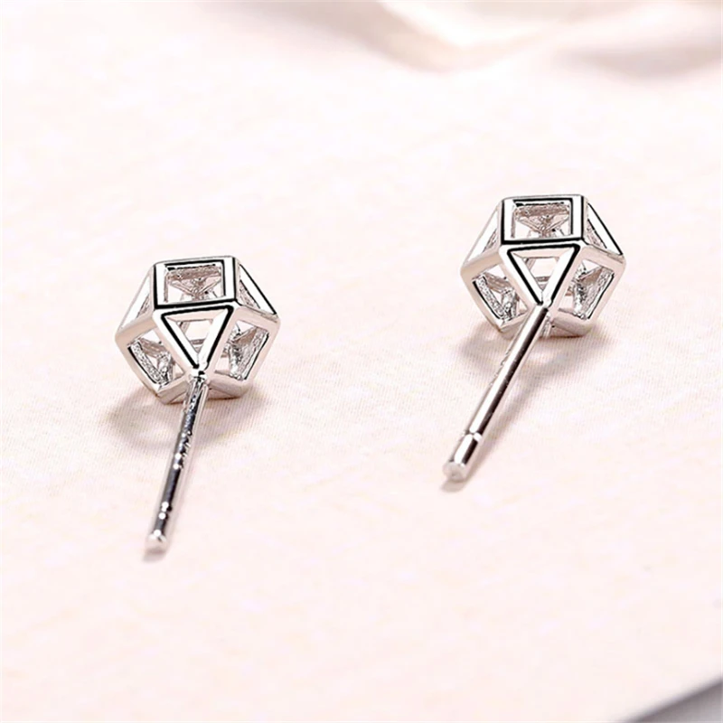 Классические милые кубические Геометрические Квадратные серьги гвоздики из