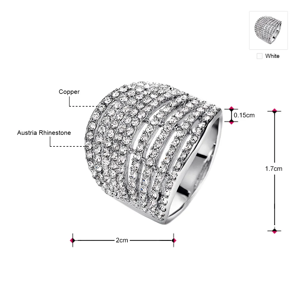 Neoglory Австрия перстень роскошный геометрический дизайн медный изысканный модный