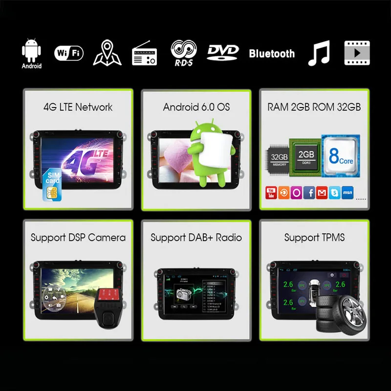 4G lte sim сеть Ownice C500 1024*600 Android 6 0 2G ram 2 Din автомобильный DVD gps navi Радио плеер Para Для VW для