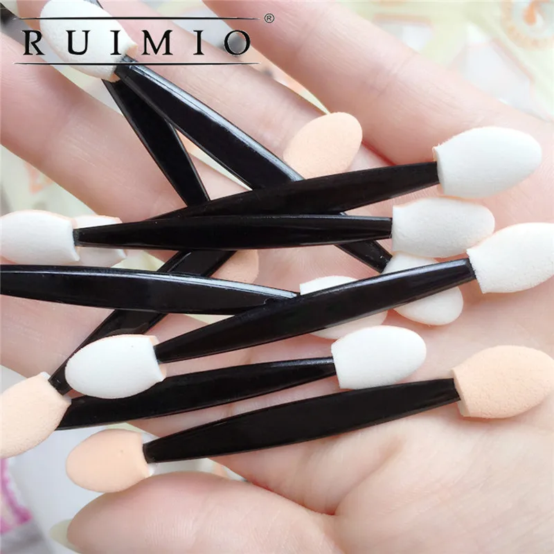 RUIMIO 100 шт Одноразовые Двухсторонние Тени для век, бровей, подводка для глаз, кисть с губкой, овальная Кисть для макияжа, аппликатор, инструмент для красоты