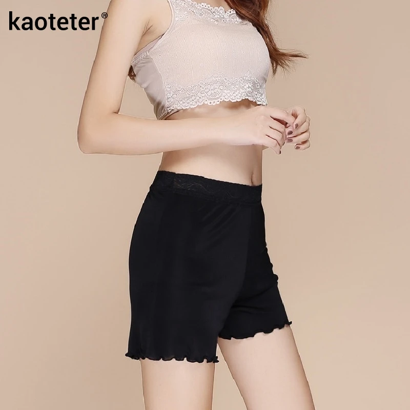 100% шелковые женские безопасные короткие брюки трусы черные белые свободные