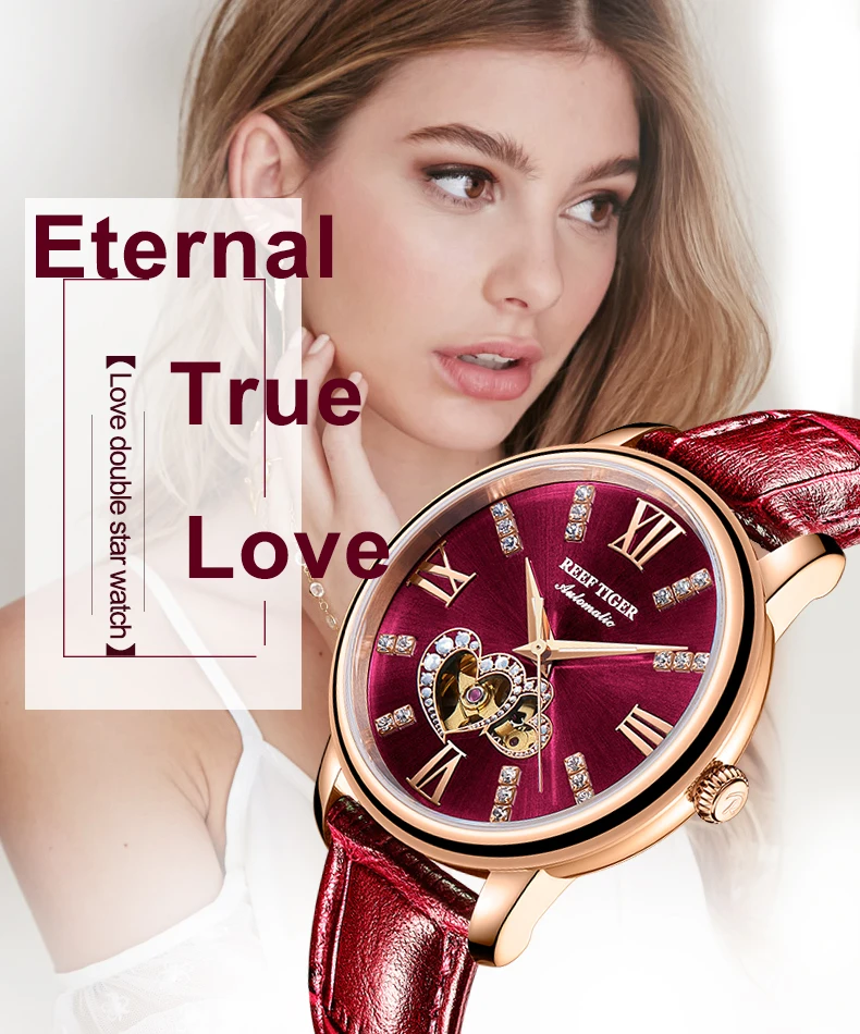 Reef Tiger/RT лучший бренд роскошные женские часы Reloj Mujer женские модные автоматические механические часы Relogio Feminino+ коробка RGA1580