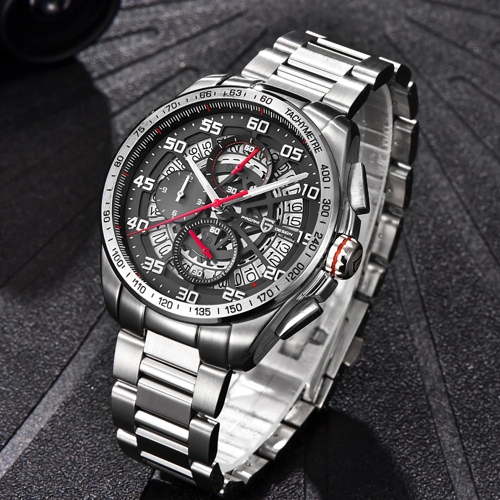 Pagani Модные полые циферблаты мужские часы люксовый бренд стальные Relogio Masculino