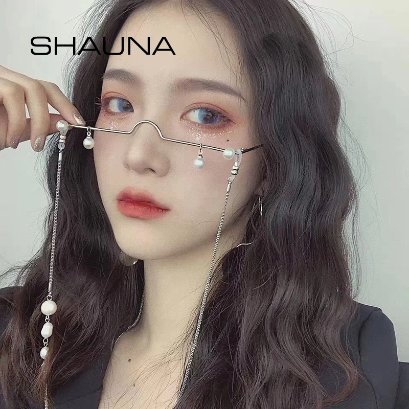 SHAUNA простой жемчужный кулон без линз декоративная оправа для очков