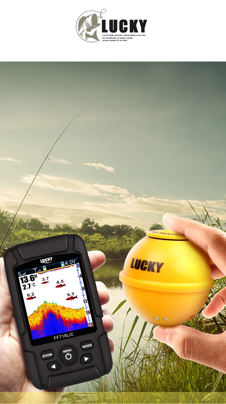 Lucky FFF718LiC-WLA Беспроводной эхолот для рыбалки с цветным дисплеем lucky эхолот эхолот для рыбалки fish finder sonar for fishing эхолоты fishfinder эхолот беспроводной лаки lucky эхолоты для рыбалки