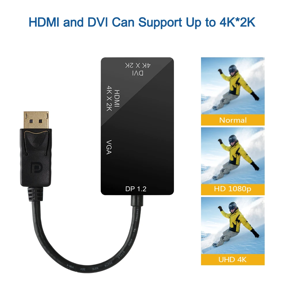 DisplayPort к HDMI DVI VGA 4K адаптер многофункциональный кабель конвертер для компьютера
