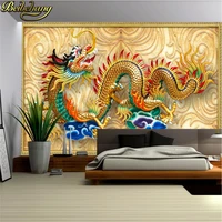 beibehang papel de parede golden dragon sculpture mural wallpaper living room tv backdrop bedroom 3d photo wallpaper wall paper