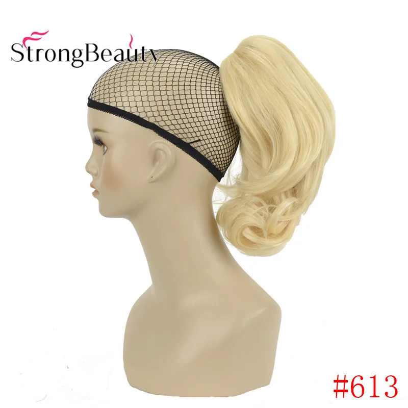 613 StrongBeauty 12 дюймов 10% синтетические 90% человеческие волосы короткая кудрявая заколка для хвоста в наращивание волос с зажимом для когтей - Цвет: 613