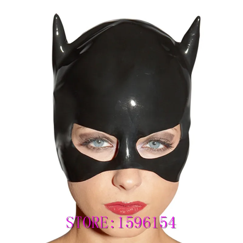 

Black Latex Cat Mask Fetish Natrual Rubber Party Hood Cosplay Catwomen for Club Customize Size Hot Sale