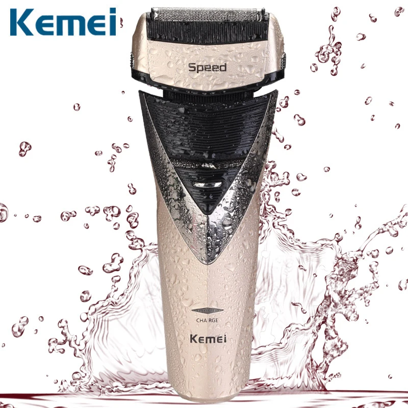 Kemei электрическая бритва аккумуляторная shaveing для человека бритвы мытья тела twin