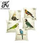 Высококачественная невидимая молния, льняной попугай, милые птицы, диван, Декор, забавная наволочканаволочка