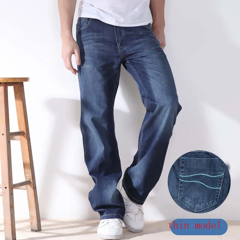 Мужские джинсы из лайкры и хлопка джинсовые брюки оверсайз свободного покроя