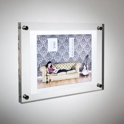 (GT4157-6inch) Plastic Acrylic Picture Photo Sheet Plexiglass Poster Display Frame Wall Mounting Holder Stand