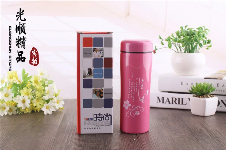 rose red Креативные термосы с керамической изоляцией для чая, кофе, кружка для путешествий, вакуумные термосы для офиса, дома, фестиваля, подарок - Цвет: rose red