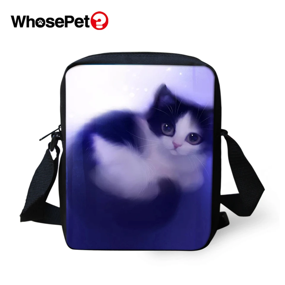 WHOSEPET женские сумки-мессенджеры с мультяшными кошками принтами животных через